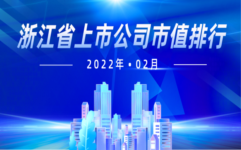 2022年2月浙江省上市公司市值排名